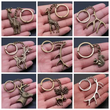 1 Gabals Keychain, Brieži Un Žirafe keyring modes karstā pārdošanas atslēgu piekariņi sievietēm, atslēgu piekarus atslēgu ķēdes gredzens