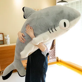 130cm Anime Plīša Lelle Sharkitty Spilvens Kawaii Mīkstu Pildījumu Miega Haizivs Spilvena Spilvenu Anime Plīša Rotaļlietas, Dāvanas Bērniem