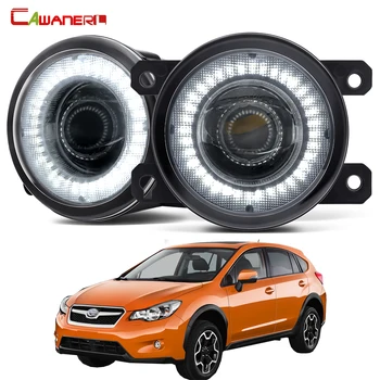 2 X Auto Kreisais + Labais LED Miglas lukturi Montāža Angel Eye DRL Dienas Gaitas Gaismas 30W 8000LM 12V Par Subaru XV 2013 2014 2015 2016