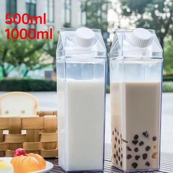 500ml/1000ml Piena Kartona Ūdens Pudele Caurspīdīga Plastmasas Portatīvo Skaidrs Lodziņā Sulas, Tējas Pudeles