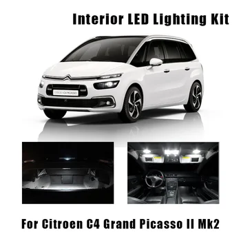 6pcs Balts Canbus Auto Spuldzes LED salona Apgaismojuma Pakete Komplekts piemērots 2014-2019 Citroen C4 Grand Picasso II Mk2 Kravas Cimdiem Lampas