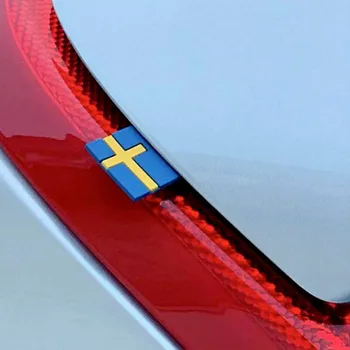 Auto 3D Uzlīmes Zviedrijas Karogu, Gumijas Volvo Automašīnu Pārveidota Priekšējā Reste Bagāžnieka vāks Atzīmēti Pielāgot