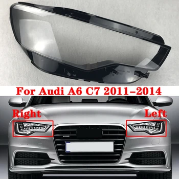 Auto Priekšējo Lukturu Objektīva Vāciņu Audi A6 C7 2011. - 2014. Gadam Auto Korpusa priekšējo Lukturu Abažūrs stikla Lampcover Galvas lampas gaismas vāciņu