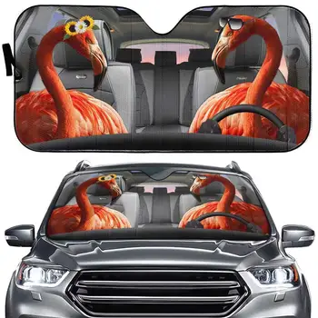 Automašīnas Vējstikla Viisor Rozā Flamingo Saules Ēnā, Suņu Ģimene Vadītāja Auto Sānu Logu Saulessargs 3D Iespiesti Dzīvnieku Automašīnu, Automobiļu Cov