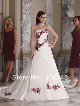 bezmaksas piegāde 2016. gadam jaunu stilu karstā pārdošanas Sexy abendkleider līgava kāzās draudzene princese red appliques Custom kāzu kleita