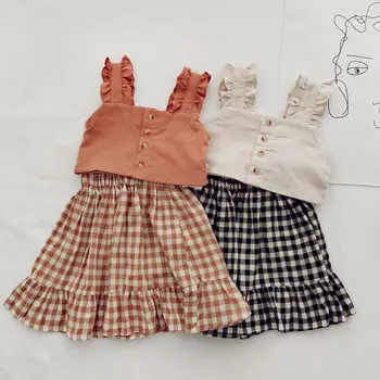 Bērnu Apģērbu 2022 Vasaras Toddler Meiteņu Drēbes, T-krekls+Svārki Apģērbs Bērniem Tracksuit Uzvalki Meiteņu Apģērbu Komplekti 5 6 7 Gadu