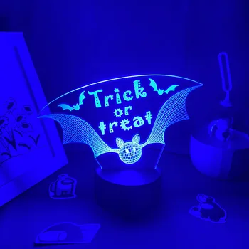 Dekori Halloween 3D Bat LED, Lavas Lampas Neona Nakts Gaisma Atdzist Krāsains Dāvana Draugiem Guļamistaba Galda Dekorēšana Halloween