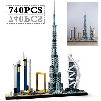 Dubaijas arhitektūras 21052 celtniecības bloku komplekts ķieģeļu klasiskās pilsētas modeli, rotaļlietas, bērnu dāvanas bērnu dzimšanas dienas, Ziemassvētku dāvanas