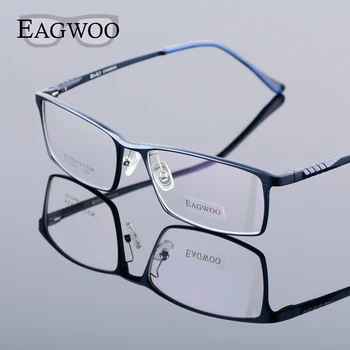 Eagwoo Alumīnija Vīriešiem Plašu Sejas Recepšu Brilles Pilna Loka Optisko Rāmis Biznesa Acu Brilles, Gaismas Lielo Briļļu MF2351