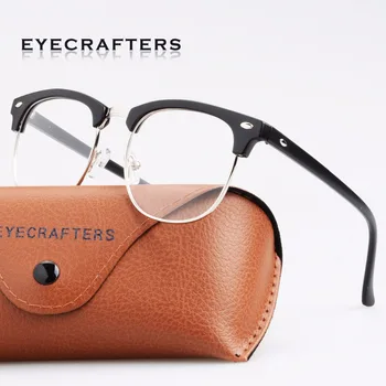 Eyecrafters Klasisko Pusi Rāmi Sieviešu Retro Optiskās Brilles Rāmis Vīriešu Vintage Daļēji bez apmales Skaidrs, Objektīvs Rāmji, Brilles