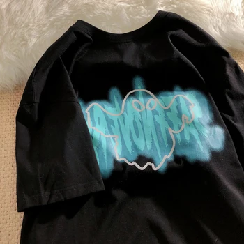 Goth Short Sleeve Sieviešu T-krekls Lielgabarīta Vēstules Dēmons Drukāt Punk Y2k Top Apģērbs Harajuku Apģērbs T-kreklu Vintage
