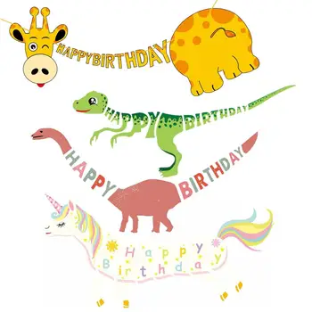 Happy Birthday Baneri Dinozauru Puse Dekori Zēni Dzimšanas Dienas Svinības Karājas Vītnes Bērniem, Džungļu Safari Puses Piederumi Bērnu Duša