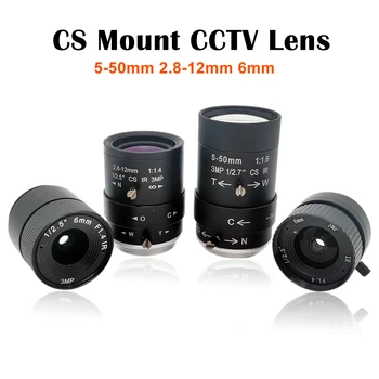 HD 5-50mm 2.8-12mm Varifocal Tālummaiņa Manual Objektīva 3MP 6mm 8mm Fiksēta Fokusa CCTV Lens Par CS Mount Drošības Kameru