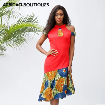 Ir 2021. Āfrikas kleita sieviešu vasaras modes viena pleca karājās kaklā dobi no kleitu sieviešu Āfrikas kleita