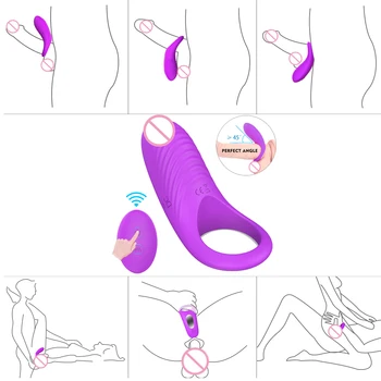 Jaunu Bezvadu Tālvadības Cockring Vibrators Klitora Stimulācija Piedurknēm Vīriešiem Dzimumlocekļa Gredzens Seksa Rotaļlietu Vīriešu Šķīstības Gailis Gredzeni
