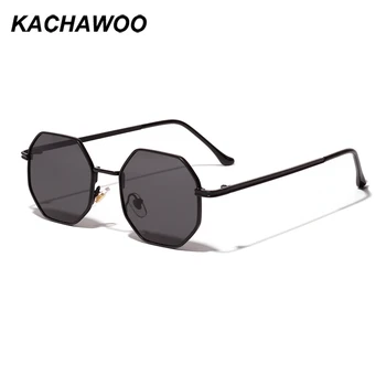 Kachawoo astoņstūra saulesbrilles sieviešu zelta black brown mazo saules brilles vīriešiem daudzstūris metāla rāmis dzimšanas dienas dāvana vīriešu uv400