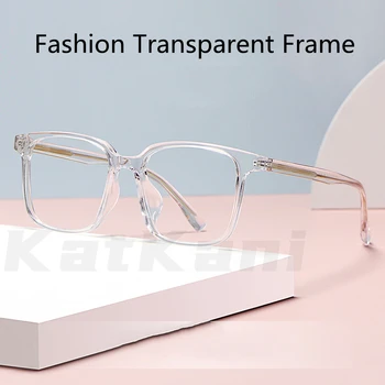 KatKani Modes Pārredzama Liela Kadru Brilles Rāmis Tendence Ultra Light TR90 Daudzstūru Brilles Optiskās Recepte Briļļu 6015YT