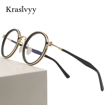 Krasivyy Vintage Titāna Brilles Rāmis Vīriešu Kārtas Tuvredzība Recepšu Brilles Sievietēm Retro Itālija Luksusa Zīmolu Optisko Briļļu