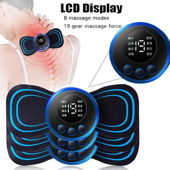 LCD Displejs EMS Kakla Nestuvēm, Elektriskie Massager 8 Režīmā dzemdes Kakla Masāža Plāksteris Impulsa Muskuļu Stimulators Portatīvo Sāpju Atvieglojums