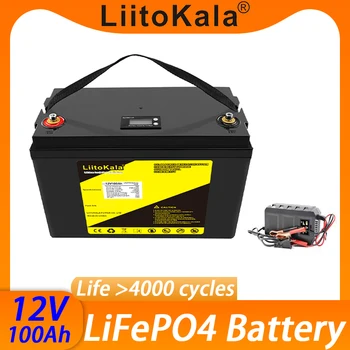 LiitoKala 12V 100Ah 120Ah LiFePO4 Baterijas 12.8 V Akumulatora 3000 Ciklu RV Campers Golfa Grozā Off-Road, Off-grid Saules Vējš