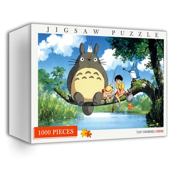 Mans Kaimiņš Totoro Mīklas 1000 Gabali Hayao Miyazaki Classcal Anime Multfilmu Koka Puzli Pielāgota Pieaugušajiem Puzzle Rotaļlietas