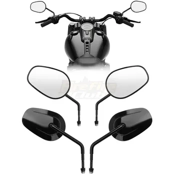 Melns Motocikls 8MM Atpakaļskata Spoguļi Harley Honda Shadow Par Yamaha Dragstar Par KAWASAKI Vulcan