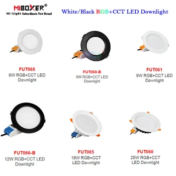 Miboxer Balts Melns Aptumšojami RGB+PKT LED Downlight 6W/9W/12W/18W/25W Griestu 110V, 220V Panelis Gaismas 2.4 G Remote APP Kontrole