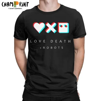 Mīlestība, Nāve Roboti T Krekls Vīriešiem No 100% Kokvilnas Awesome T-Krekli ar Apaļu Apkakli, Īsām Piedurknēm Tees Drēbes Vasarā