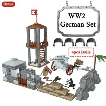 Oenux Jaunu WW2 Mini vācu Armijas Karavīri Skaitļi Maziem Celtniecības Bloks, 2. Pasaules Kara Militāro Ieroču Ķieģeļu KM Rotaļlieta Bērniem