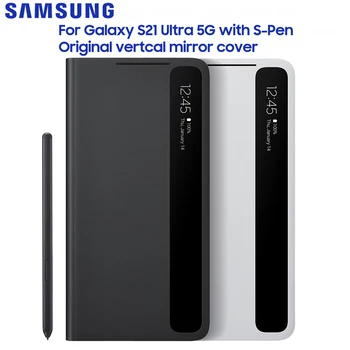 Oriģināls Samsung Spoguļa Vāciņš Skaidru priekšstatu Tālrunis Case For SAMSUNG Galaxy S21 Ultra 5G Ar S-Pen Pārsegu Saprātīga Gadījumos