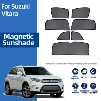 Par Suzuki Vitara LY 2015-2021 Magnētisko Auto Saulessargs Sejsegu Priekšējā Vējstikla Rāmis Aizkaru Bērnu Aizmugurējo Sānu Logu Saules Ēnā Vairogs