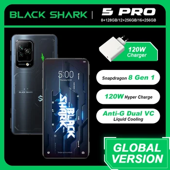 Pasaules Versija Black Shark 5 Pro Snapdragon 8 Gen 1 Spēļu Tālrunis 108M Kamera 120W Hyper Maksas 4650mAh 144Hz Samsung E4 Displejs