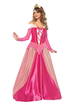 Pieaugušo Aurora Kostīmu Deluxe Sleeping Beauty Princese Aurora Krāšņs kostīms Helovīna Karnevāls Cosplay Rozā Princese Gara Kleita