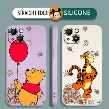 Pooh Bear Eeyore Tigger Tālrunis Lietā Par iPhone 14 13 12 11 Pro Max mini XR XS X 8 7 6S 6 Plus Šķidrums Virves Būtiska Aizmugurējo Vāciņu
