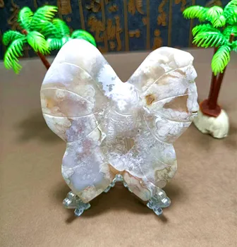 Rozā ķiršu ziedu agate roku cirsts tauriņš mājas Dekoru Čakra dekorēts ar dabīgā kvarca kristāls +++ nosūtīt plaukts