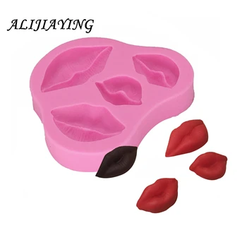 Sugarcraft Lūpām kūka dekorēšanas līdzeklis, mutes gumpaste cukura pelējuma pomādes silikona kūka pelējuma D1226