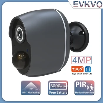 Tuya SmartLife 4MP Uzraudzības Akumulatoru, Fotokamera Āra PIR Cilvēku Atklāt CCTV Bezvadu Kamera, Iebūvēts 6000mAh Uzlādēt Akumulatoru