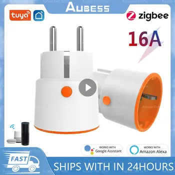 Tuya Zigbee 3.0 Smart Plug Socket ES 16A Kontaktligzdas 3680W Pilnvaras Uzraudzīt Bezvadu Laika Kontroles Darbus Ar Alexa, Google Palīgs