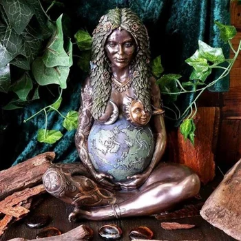 Tūkstošgadu Mātes Zemes Dievietes Statuja, Par Altāra Jēgpilnu Mākslas Gaia Statuja Sveķu Statuetes Apdare Dārza Āra /Home