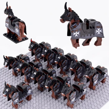 Viduslaiku Bruņinieku Zirgu Romas Spartas Karavīri Viduslaiku Bruņinieku Skaitļi Piederumi, celtniecības bloki, ķieģeļi, rotaļlietas Bērniem