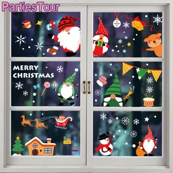 Ziemassvētku Logu Piekļaujas, Svētku Rotājumi, Santa Claus Sniegpārslas Ziemeļbriežu Stikls Logu Uzlīmes, Ziemassvētku Puse, Logu Decals